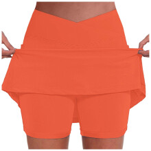 Women's Tennis Skorts with Pockets and Inner Shorts Orange