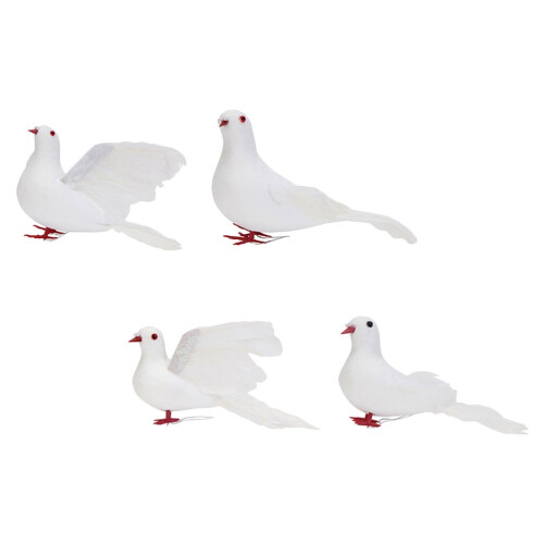 Simulation Dove Decor White Foam Christmas Tree Ornament 4