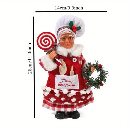 Christmas Chef Doll Decoration Standing Ornament Red White 1