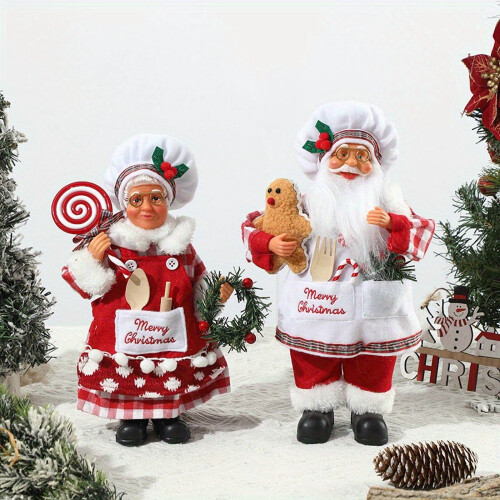 Christmas Chef Doll Decoration Standing Ornament Red White 2