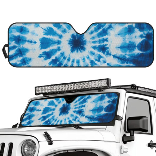 Blue Tie-Dye Windshield Sun Shade for Jeep Wrangler and 1