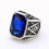 Men's Stainless Steel Masonic Ring Silver Deep Blue Size 1