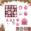 Hot Pink Christmas Ornaments Set 40PC Various Shapes 1