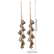 Vintage Gold Christmas Bells with Jute Rope Set of 6