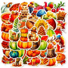 Fall Leaf and Pumpkin Stickers Vinyl Waterproof 100 pcs