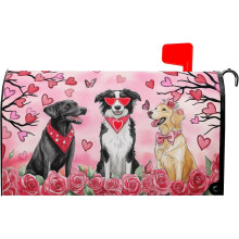 Valentine's Day Magnetic Mailbox Cover Pink Rose Dog Design
