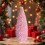 Christmas Miniature Pine Tree Bottle Brush Decoration Pink 4