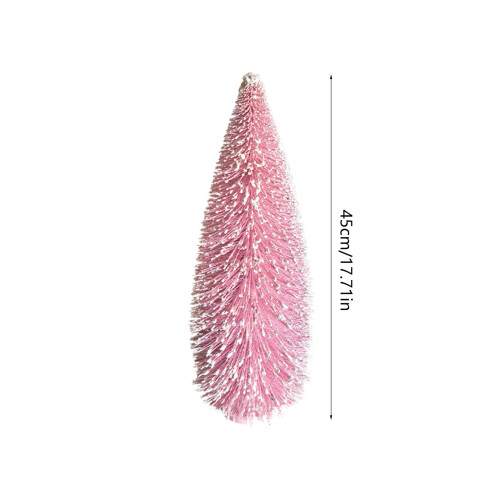 Christmas Miniature Pine Tree Bottle Brush Decoration Pink 2