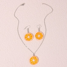 Boho Lemon Dangle Earrings Orange Fruit Women