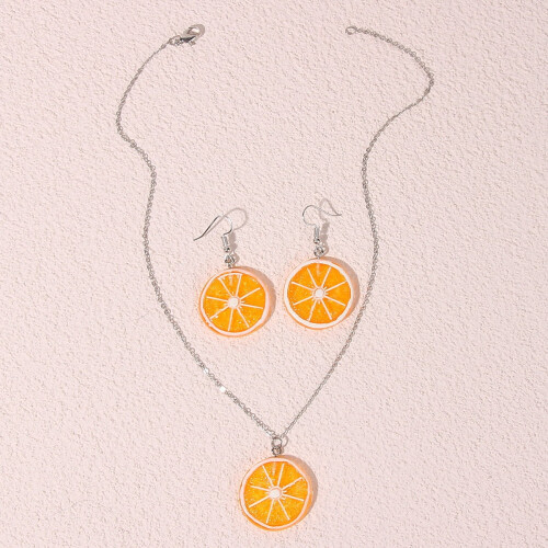 Boho Lemon Dangle Earrings Orange Fruit Women