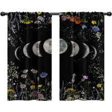 Black Gothic Kitchen Curtains Rod Pocket 27.5x39 Inch 2