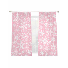 Snowflake Sheer Curtains Retro Pink 52x72in 2 Panels