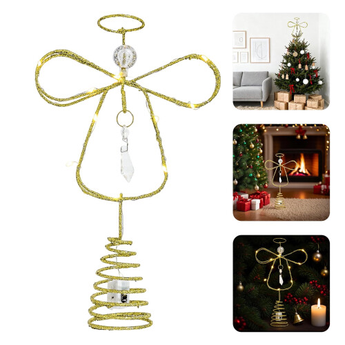 LED Angel Tree Topper Gold Metal 1 Piece