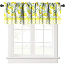 Lemon Watercolor Fruit Curtain Valance 54x18in Spring Fern