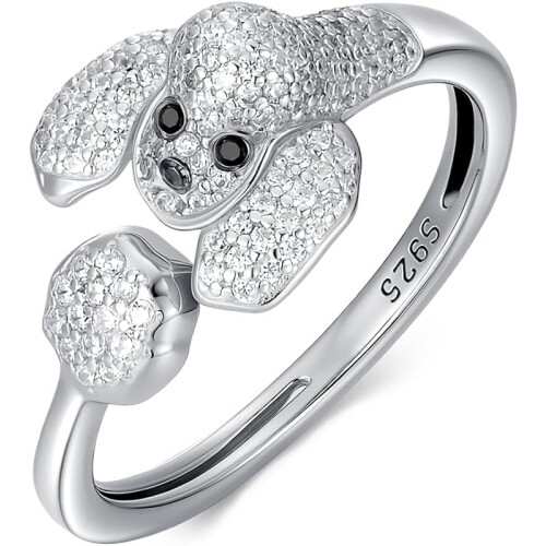 Sterling Silver Dog Ring for Women Adjustable Hypoallergenic