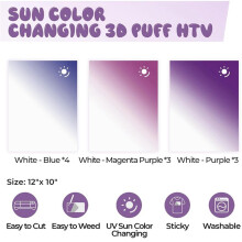 Zon Kleur Veranderende Bladerdeeg Vinyl Warmteoverdracht - 10 Stuks 12X10 Inch 3D Bladerdeeg HTV Vinyl, 3 Kleuren Bladerdeeg Warmteoverdracht Vinyl