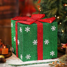 Christmas Gift Box Ornament PVC Decorative Piece Green 7.8