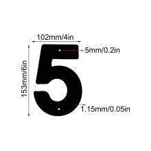 7 Inch Vintage Cast Iron House Number 5 Black