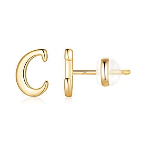 TURANDOSS Sterling Silver Initial Stud Earrings for Women