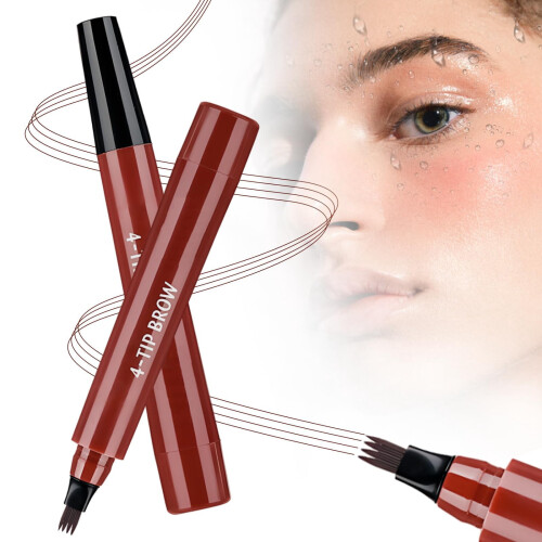 Microblading Eyebrow Pencil Waterproof 4-Tip Red Brown