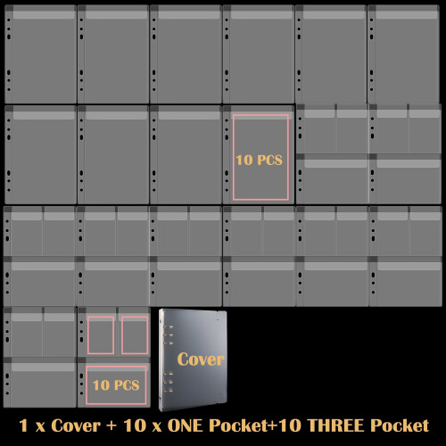 A5 Storage Book Binder Cover with 10-Sheet Inserts 21 Pack