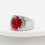 Round Multicolor Stone Ring Stainless Steel Unisex Red Size 6