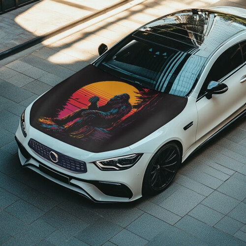 Sunset Savage Car Hood Cover Elastic Fabric Protector for 1