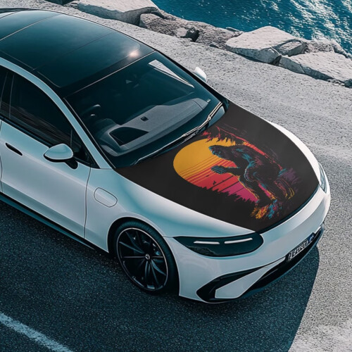 Sunset Savage Car Hood Cover Elastic Fabric Protector for 2
