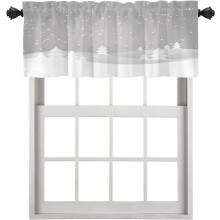 White Christmas Snow Kitchen Valances Grey Sky Pine