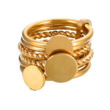 Women's Stainless Steel Vintage Twist Stacking Ring Gold