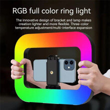 RGB Handheld Ring Fill Light Portable Cell Phone Live Special Rechargeable Photography Light Desktop Selfie Light