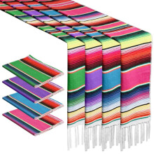 Lot de 4 Chemins de Table Mexicains 35,5 X 218 cm, Décoration de Fête Mexicaine, Chemins de Table Mexicains pour Table de Fête, Mariage