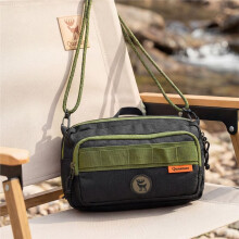 Qunature Sling Bag 2.5L Crossbodytas Kleine Borsttas Schoudertas Waterdicht Lichtgewicht Casual Heuptas Rugzak Zwart + Groen