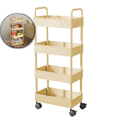 Plastic Kitchen Storage Cart 4-Layer Mobile