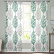 Sheer Curtains Grey Green Olive Leaf Watercolor 52x96 Inch