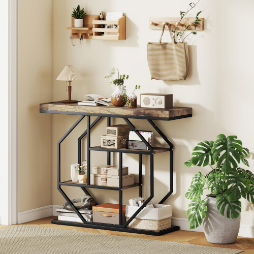 Homcom HOMCOM Industrial Console Table, Hallway Table with 4-Tier Shelves 1