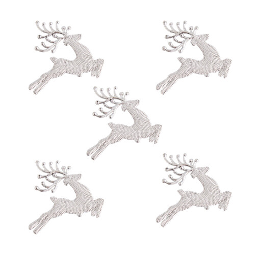 Silver Deer Christmas Tree Ornaments 5 Pack