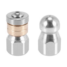 Sewer Jetter Hose Nozzle,High Pressure Washer Hose Nozzle,1 Button Nose Nozzle & 1 Rotating Nozzle,1/4 Inch Pack of 2