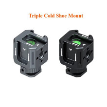 Leaplight Triple Cold Shoe Mount Camera Top Handle for DSLR/Mirrorless, 3-in-1 Holder for Mic Light Monitor Black B