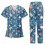 Women's Nurse Uniform Two-Piece Set Blue XXL 1