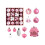 Hot Pink Christmas Ornaments Set 40PC Various Shapes 3