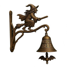 Cloche de Sorcière D'Halloween en Métal Vintage, Sonnette de Bienvenue, Cloche de Commerçant, Porte D'Entrée, Fixation Murale, Cloche Décorative