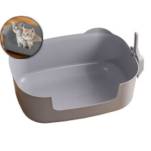 Large Cat Litter Box with High Sides and Low Entry