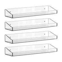 Lot de 4 Étagères Murales Transparentes en Acrylique avec Adhésif, Étagères Flottantes pour Chambre, Coiffeuse et Salle de Bain