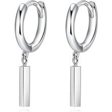 Sterling Silver Bar Drop Hoop Earrings for Women 925