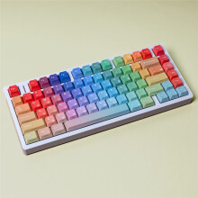 Gradient Rainbow Keycaps PBT Keycap for Mechanical Keyboard Shine Through Side,English Double Engraving