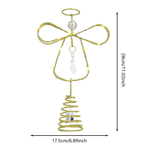 LED Angel Tree Topper Gold Metal 1 Piece 2