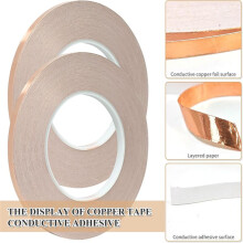Copper Foil Tape, Conductive Copper Tape Copper Tape Conductive Adhesive for Stained Glass Supplies,Guita
