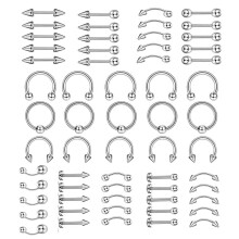 SkyAuks Stainless Steel Lip Nose Eyebrow Stud Set 60 Pcs