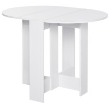 Space-saving Drop Leaf Table, Folding Dining Table for Small Space, Kitchen, Dining Room, White